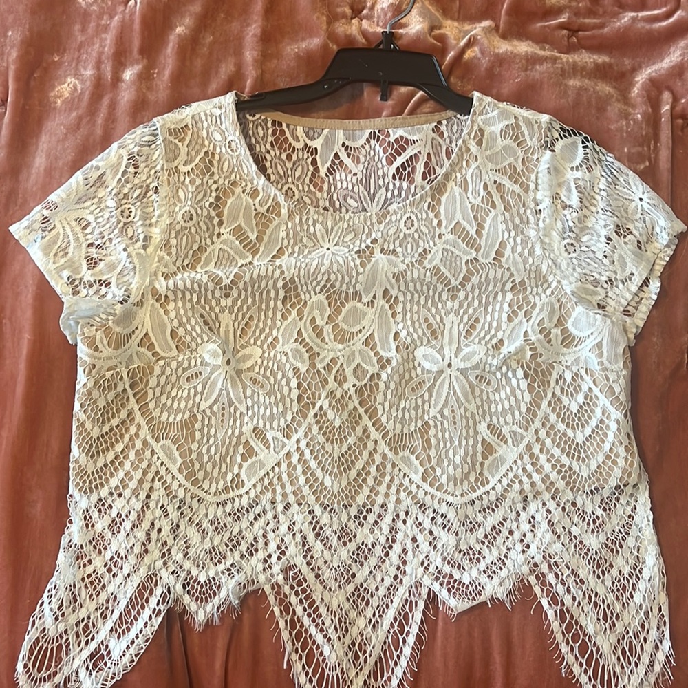 Lace white top - see through back